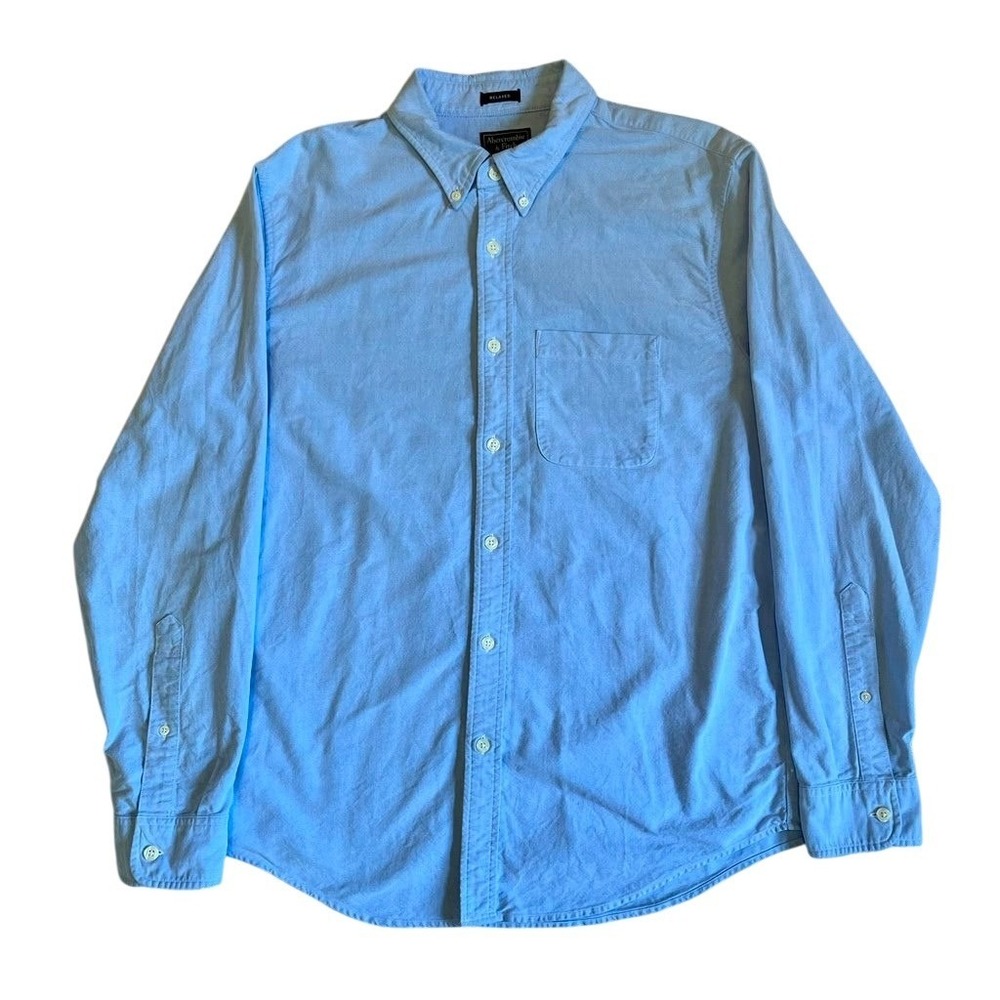 Abercrombie & Fitch Oxford Shirt Mens XL Blue Relaxed Long Sleeve Button Down
